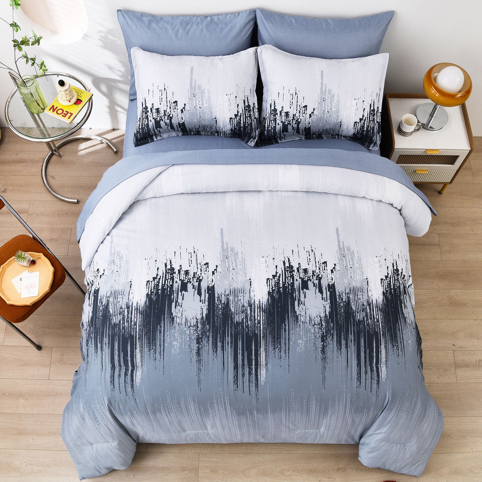 Floral Stripes Comforter Set – King, 3-Piece