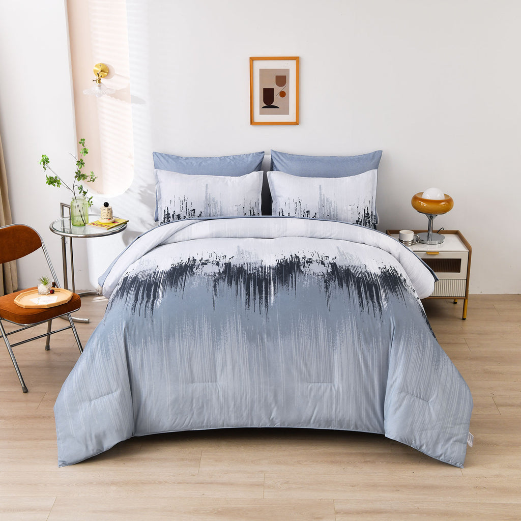 Floral Stripes Comforter Set – King, 3-Piece