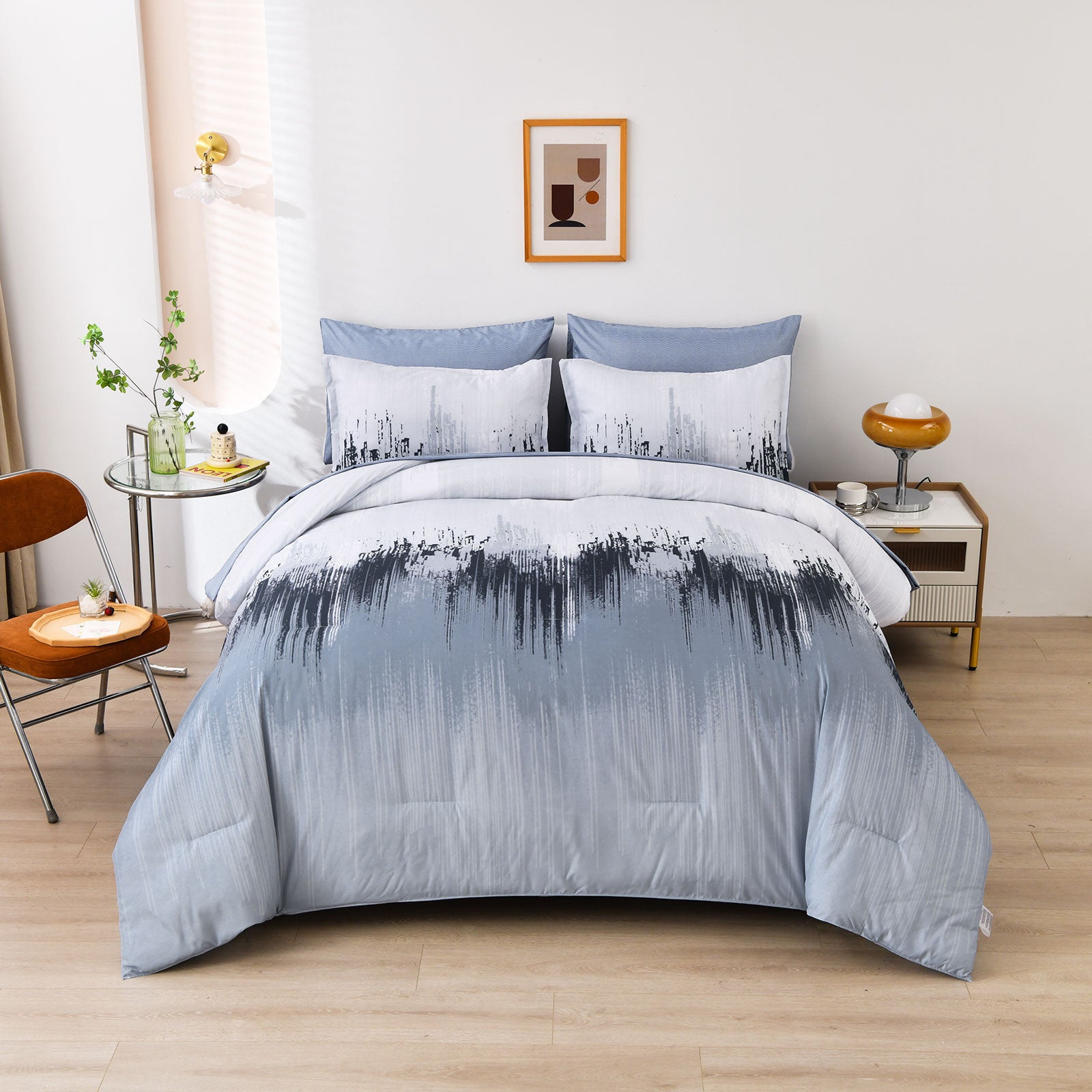 Floral Stripes Comforter Set – King, 3-Piece