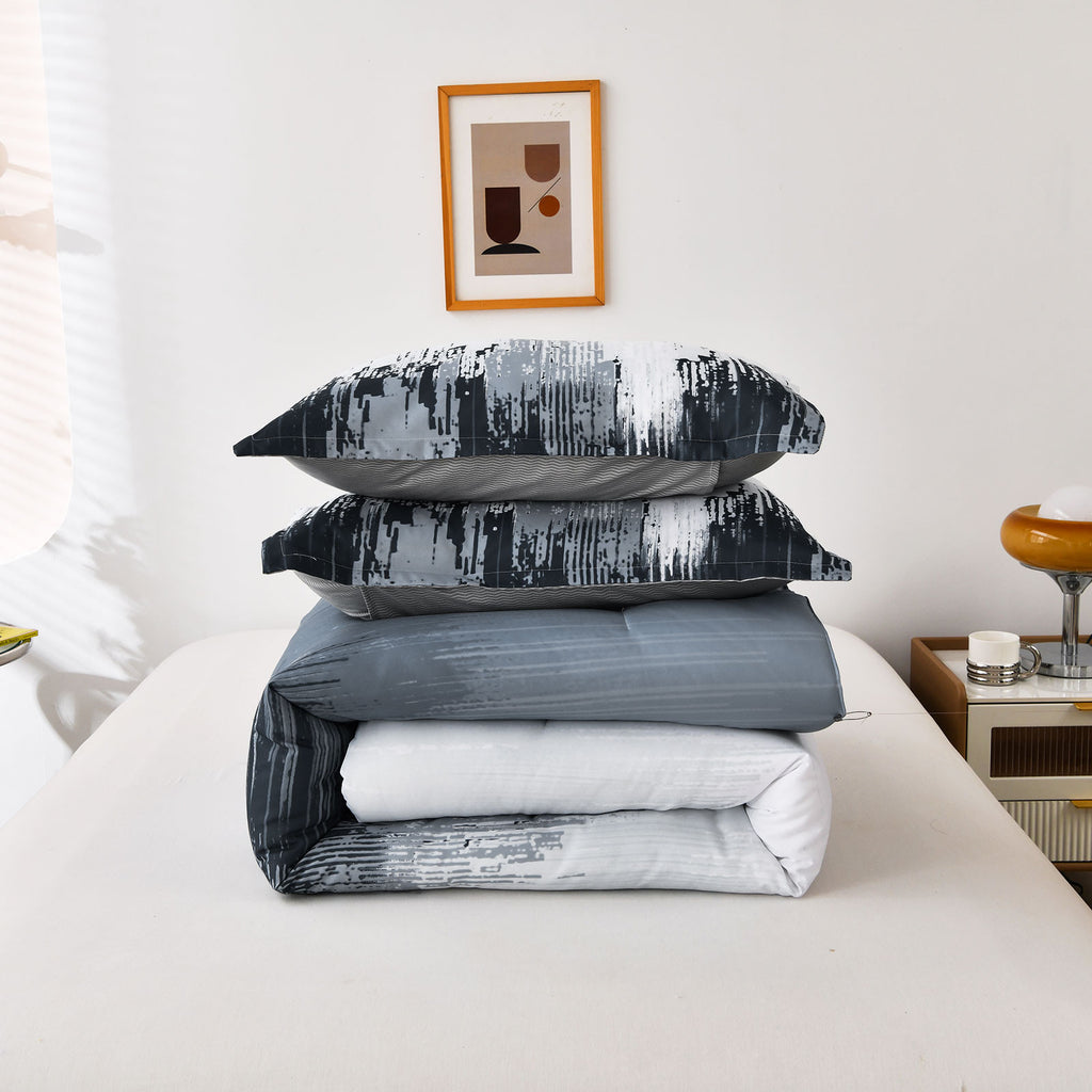 Floral Stripes Comforter Set – King, 3-Piece