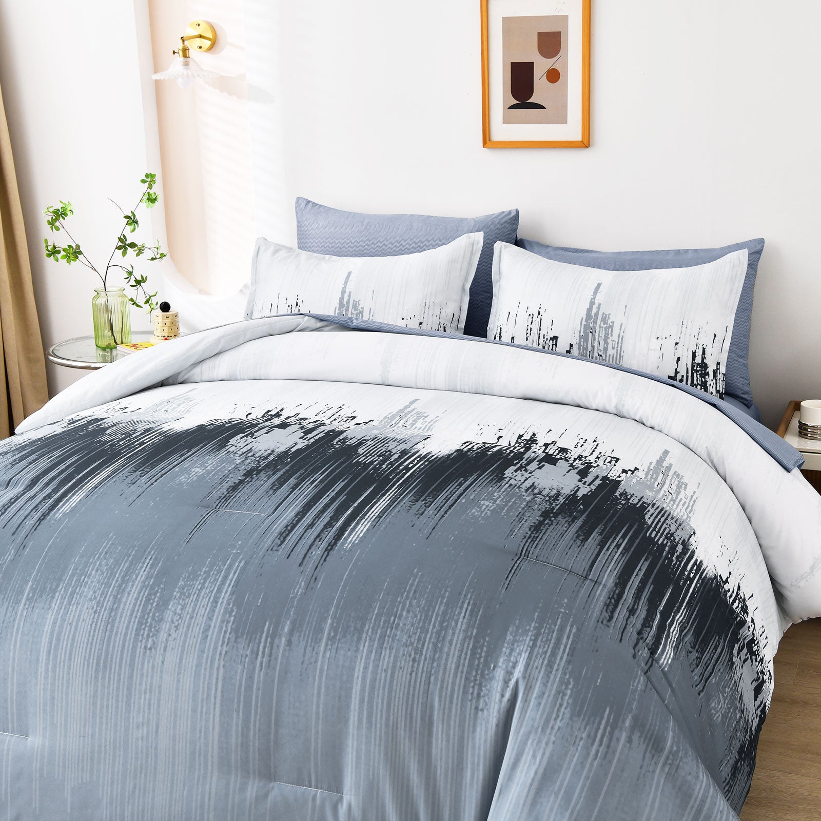 Floral Stripes Comforter Set – King, 3-Piece