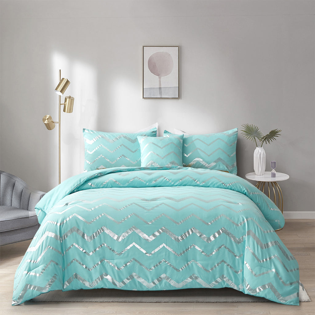 Blue Gradient Comforter Set – King, 3-Piece