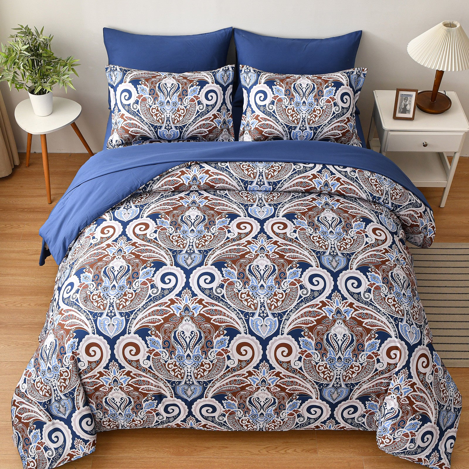 Floral Stripes Comforter Set – King, 3-Piece
