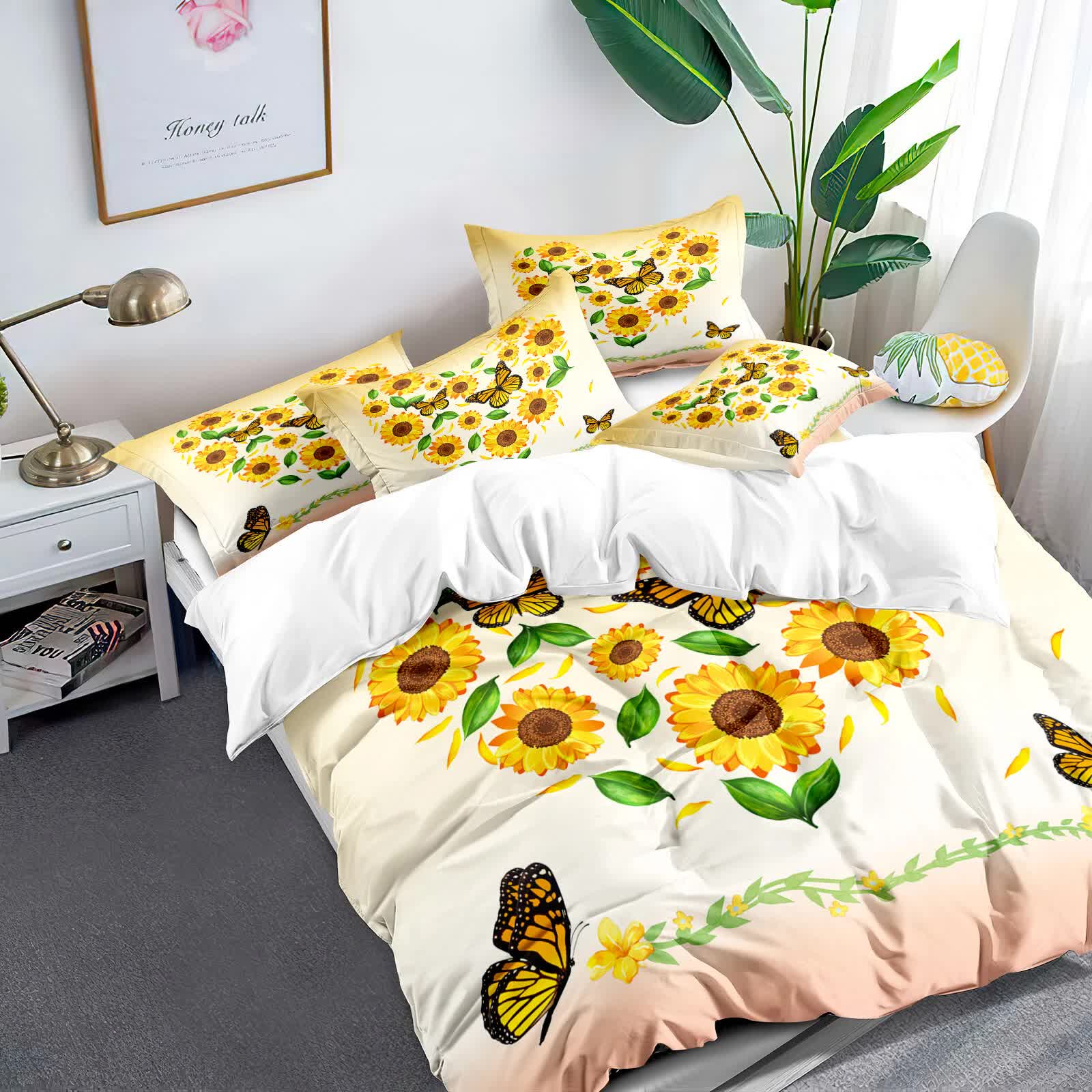 Airy Loft Butterfly Floral Microfiber Comforter Set – King, 3 Piece