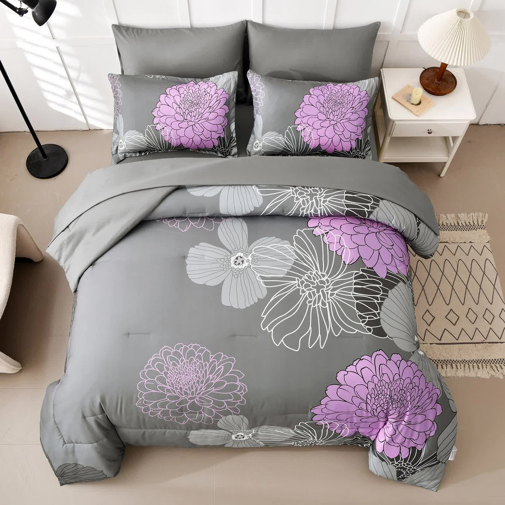 Cloud Nine Grey and Purple Comforter Set – King, 3-Piece