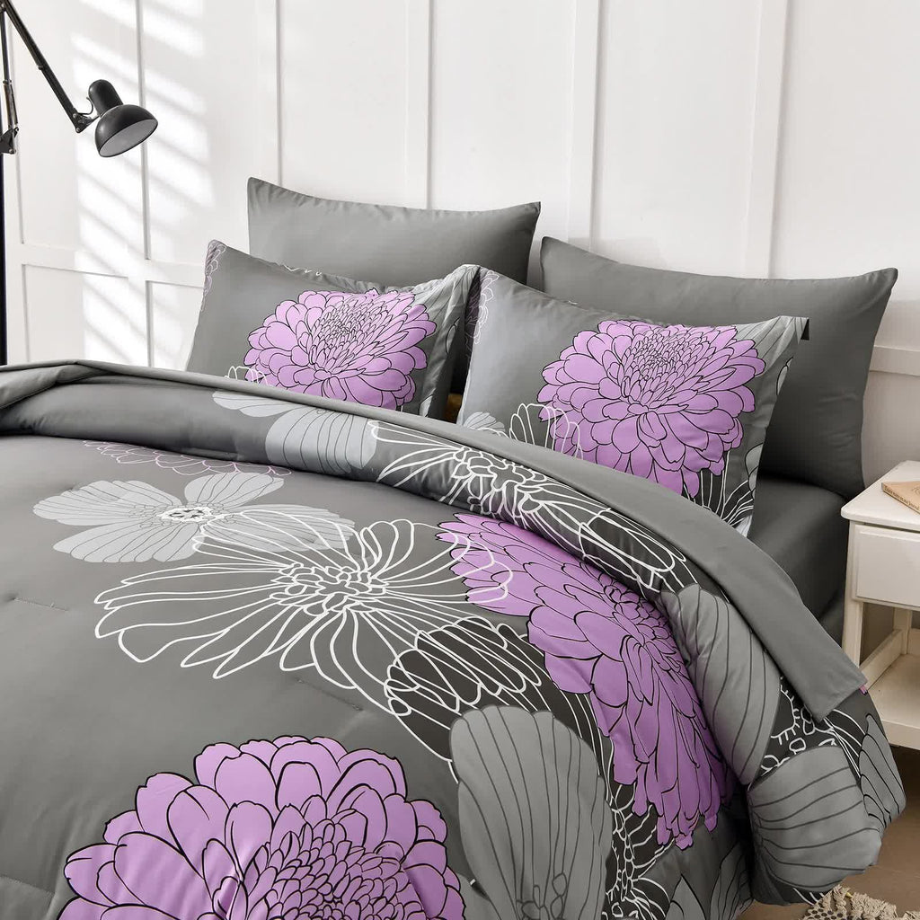 Cloud Nine Grey and Purple Comforter Set – King, 3-Piece