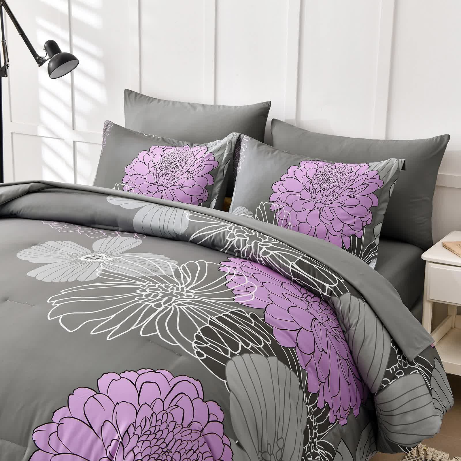 Cloud Nine Grey and Purple Comforter Set – King, 3-Piece