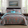Blue and Teal Boho Quilted Coverlet Set