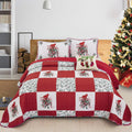 Christmas Quilted Coverlet Set – Red, Green and White, Queen