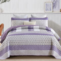 Bohemian Purple and White Quilted Coverlet Set