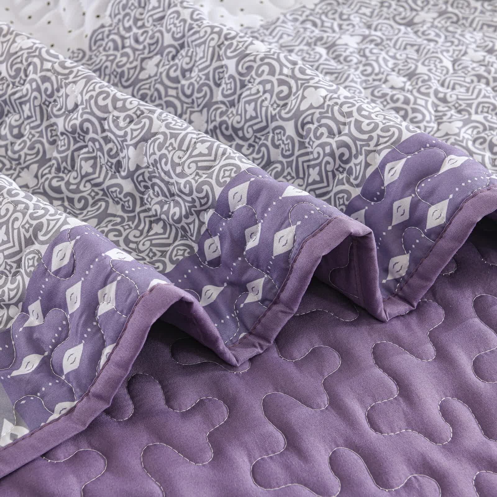 Bohemian Purple and White Quilted Coverlet Set