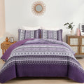 Peony Floral Quilted Coverlet Set – Purple, Queen
