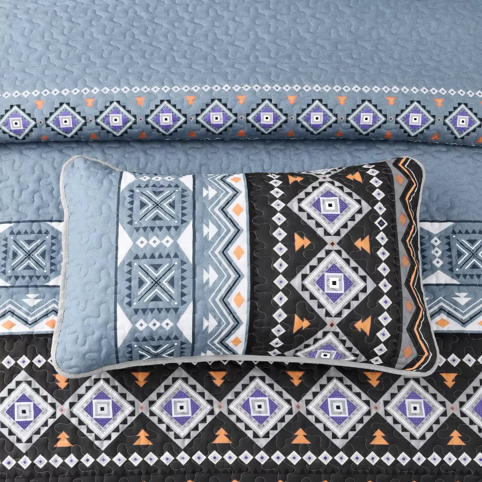 Ambient Bloom Reversible Polyester Coverlet Set – Queen, 3 Piece