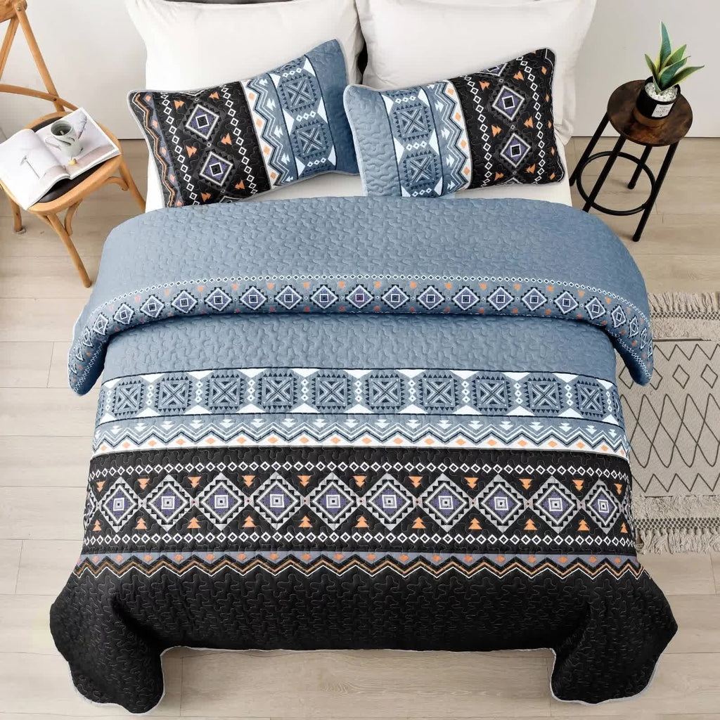 Ambient Bloom Reversible Polyester Coverlet Set – Queen, 3 Piece