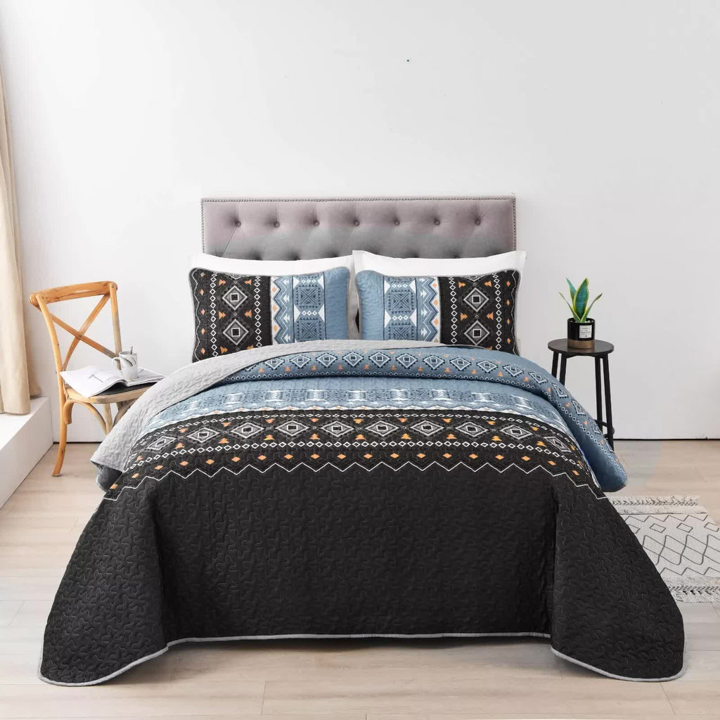 Ambient Bloom Reversible Polyester Coverlet Set – Queen, 3 Piece
