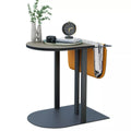 Luxury C Shaped End Table Small Accent Table Faux Leather Top With Storage Bag