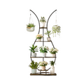 180Cm Tall Plant Stand Indoor Vase-Shape Metal Plant Shelf With Hanging Hooks