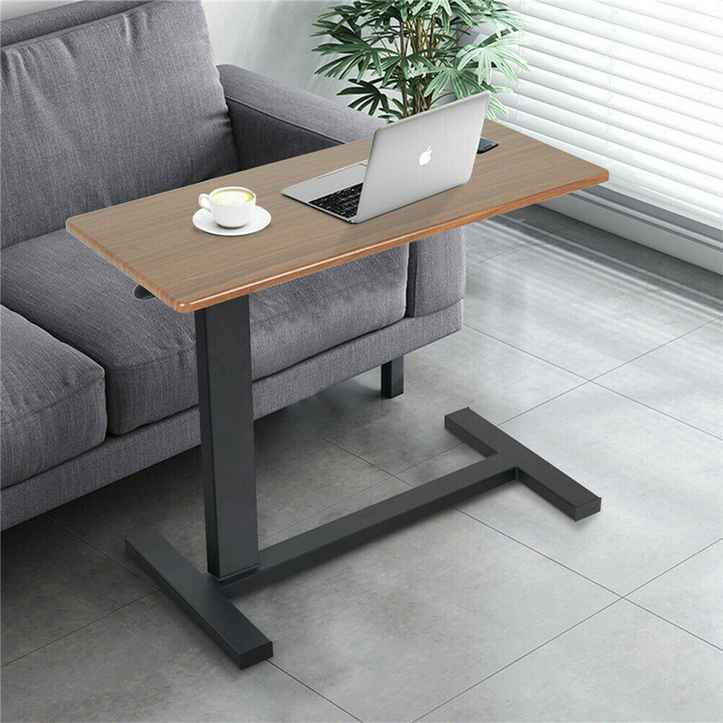 Non Tilt Top Overbed Bedside Table with Auto-Touch Adjustable Height Wheels