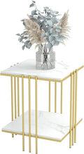 Two-Tier Sintered Stone Bedside & End Table – White