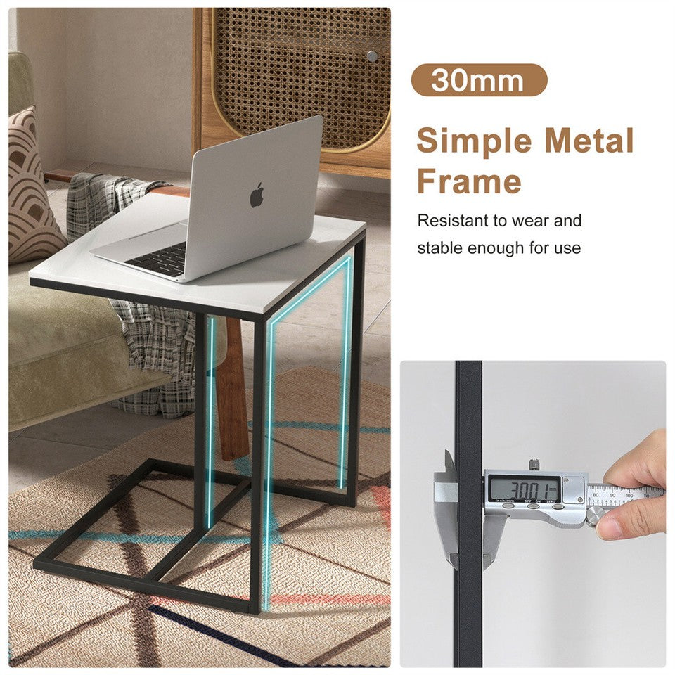 C-Shaped Marble Accent Side Table