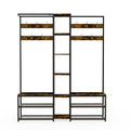 Xxl Corner Coat Stand Widen Depth Bench Shoe Rack Storage Shelves 10 Dual Hooks