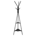 Gold Coat Rack, Freestanding Coats Rack Stand with 2 Shelves & 6 Hooks, Free Standing Hall Coat Tree