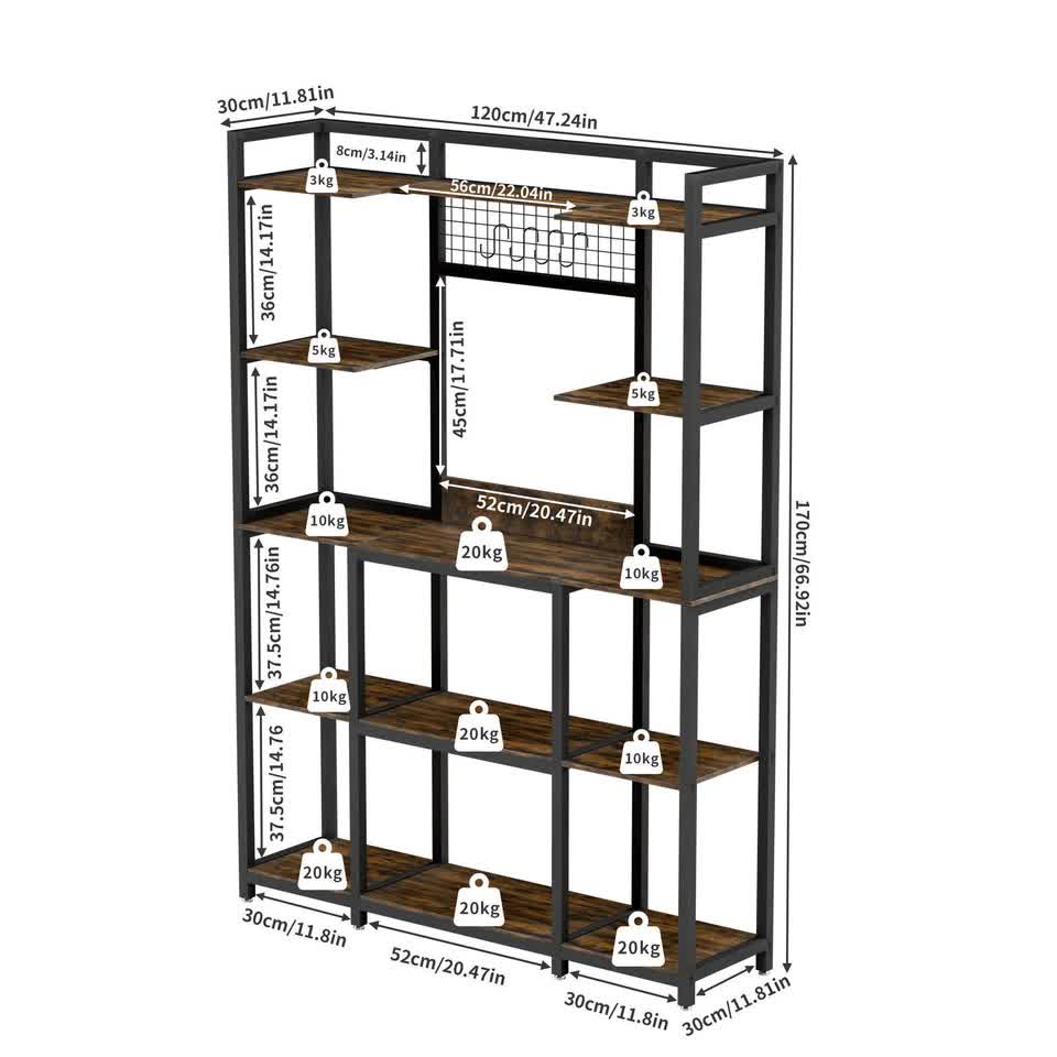 XXL Large Kitchen Bakers Rack Freestanding Microwave Stand Kitchen Storage Shelf