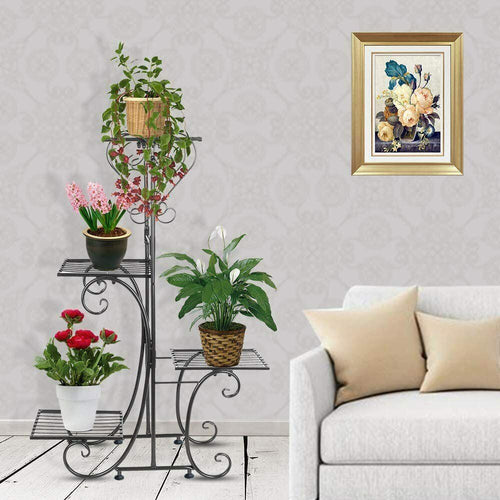 4-Tier Heavy Duty Plant Potted Stand Flower Planters Display Rack Outdoor Indo
