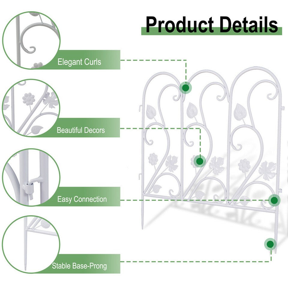 5PCS Decorative Garden Fence Folding Patio Fences Rustproof 59.5x62cm Landscape