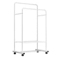 Heavy Duty Double Clothes Rail Rack Garment Hanging Display Stand 4 Wheel Armoir