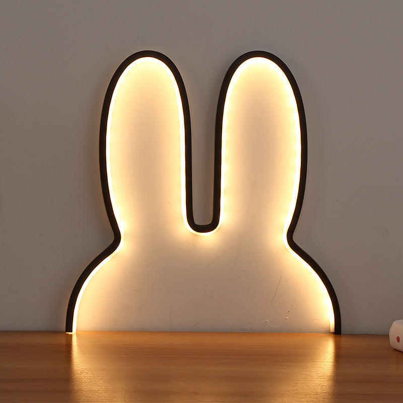 Bunny LED Wall Night Light – 40x30cm, Black
