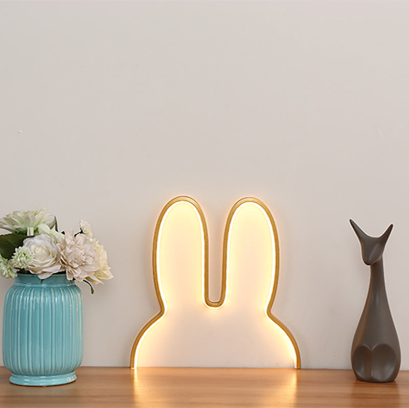 Bunny LED Wall Night Light – 40x30cm, Gold