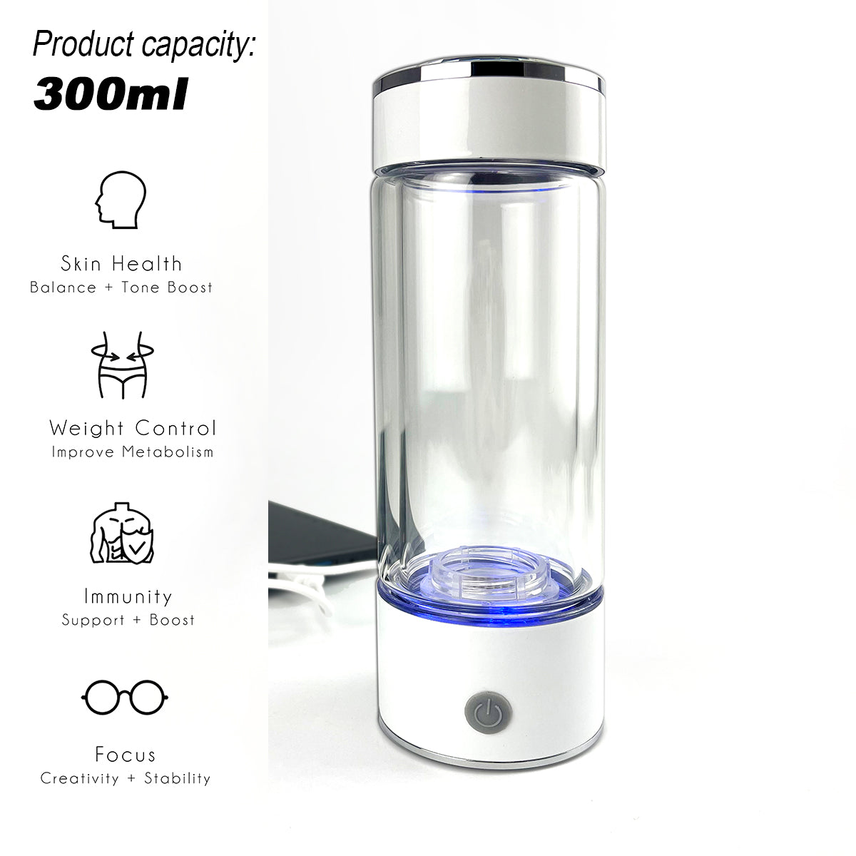 Rechargeable Hydrogen Water Bottle 300ml