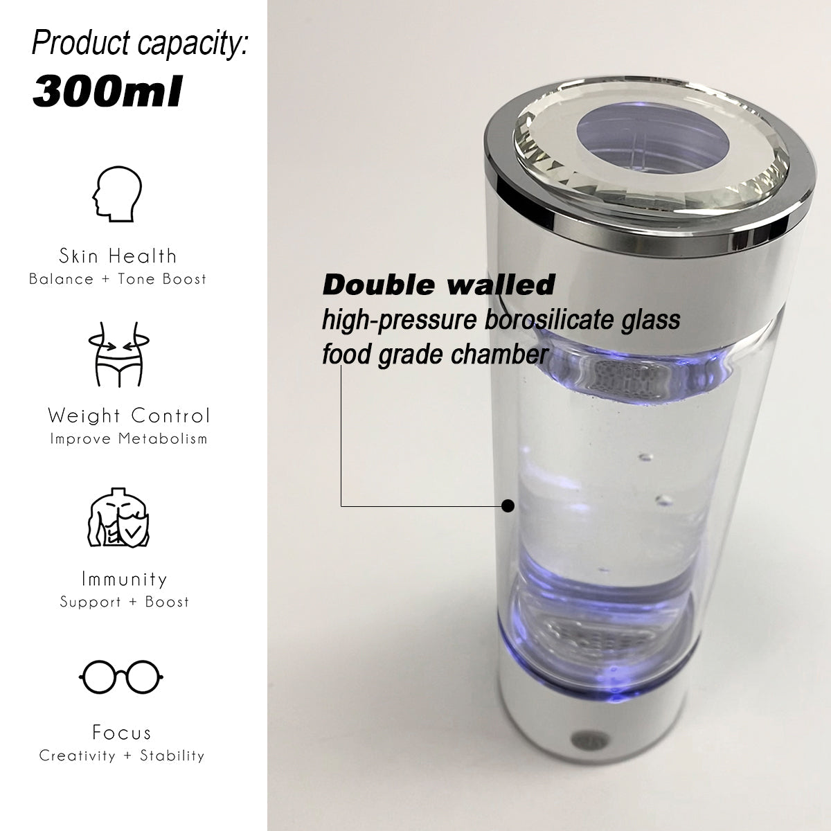 Rechargeable Hydrogen Water Bottle 300ml