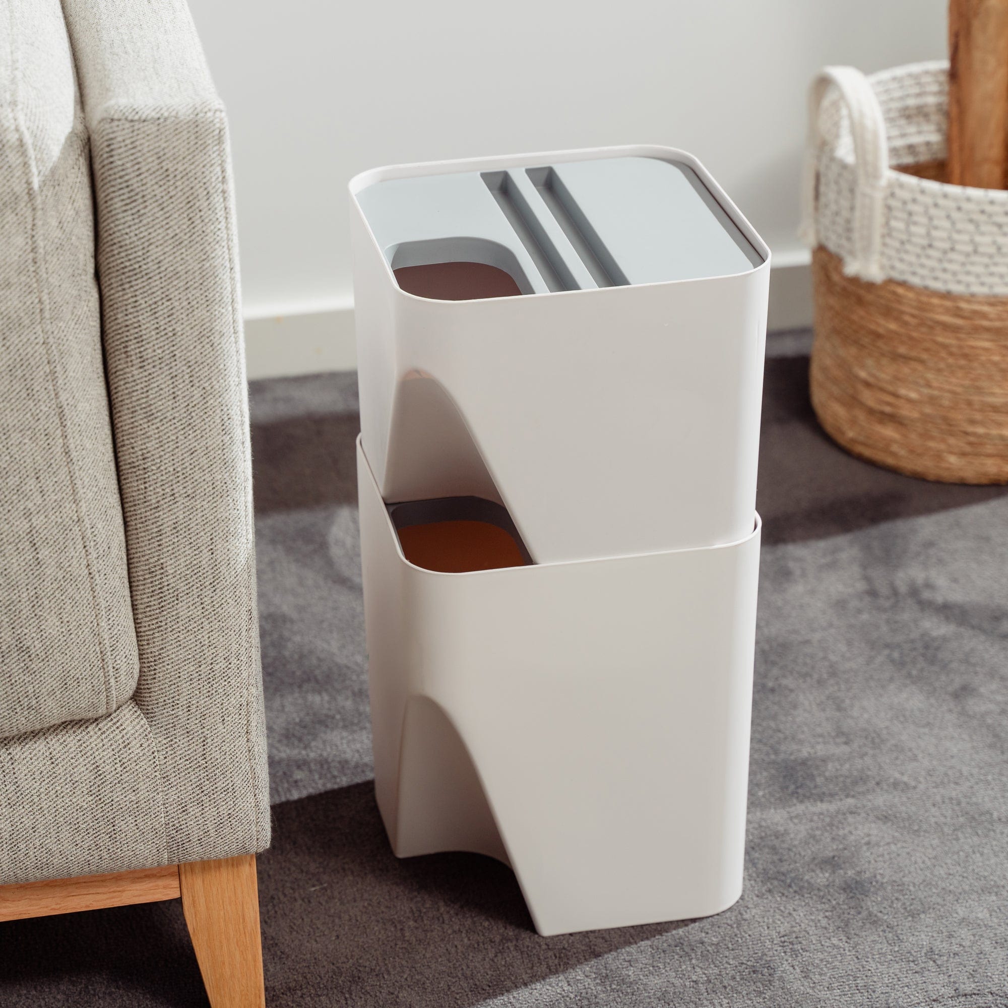 Stackable 12L + 18L Kitchen Bin Set