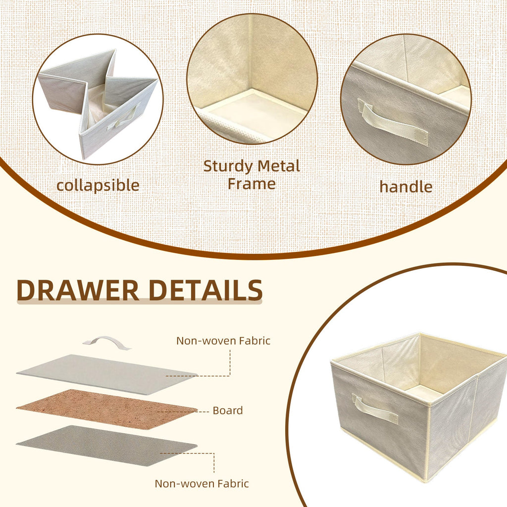 Bamboo Storage Chest with 6 Fabric Drawers – Natural and Beige