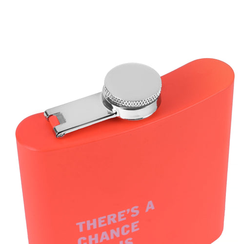 175ml Stainless Steel Hip Flask with Peach Finish & Quote