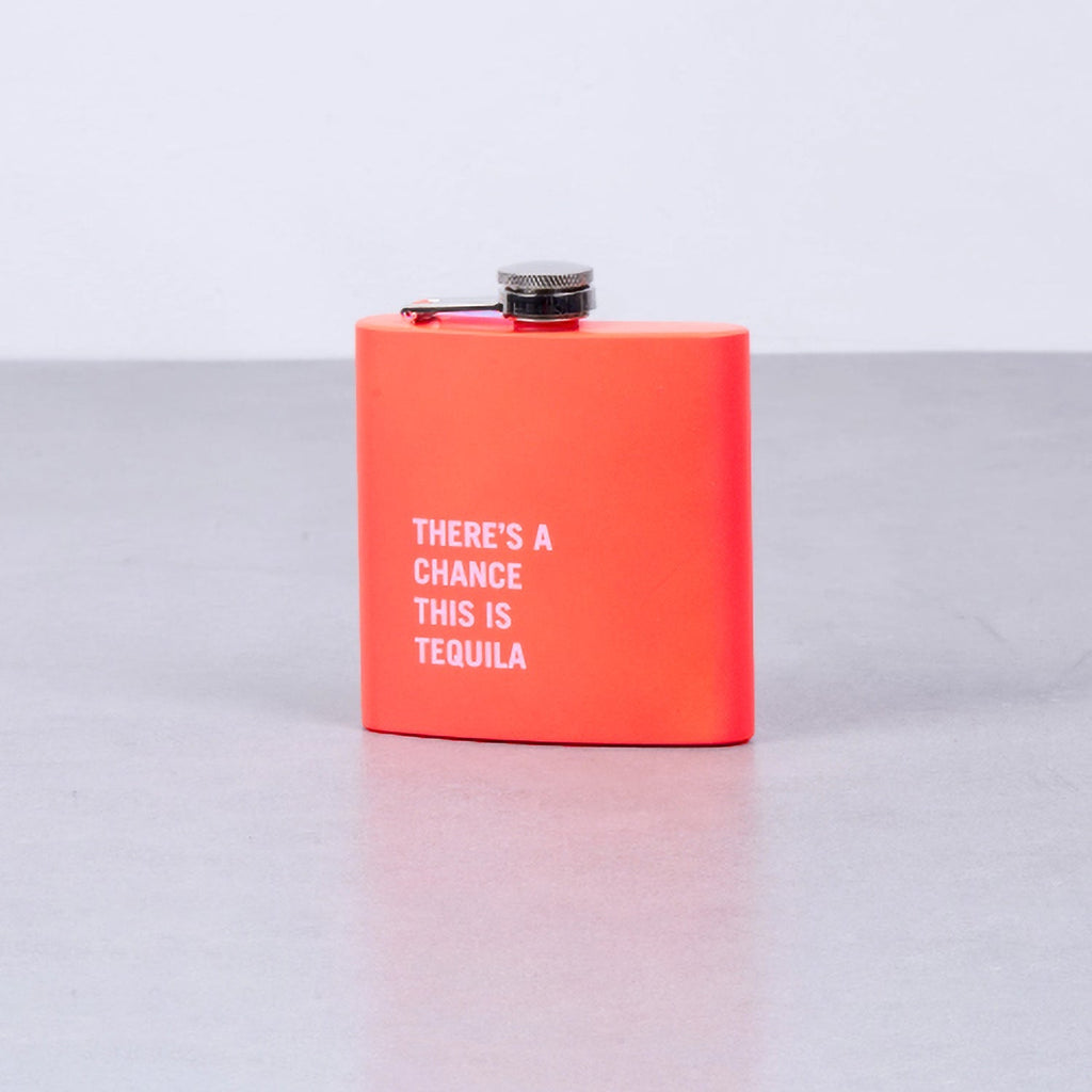 175ml Stainless Steel Hip Flask with Peach Finish & Quote