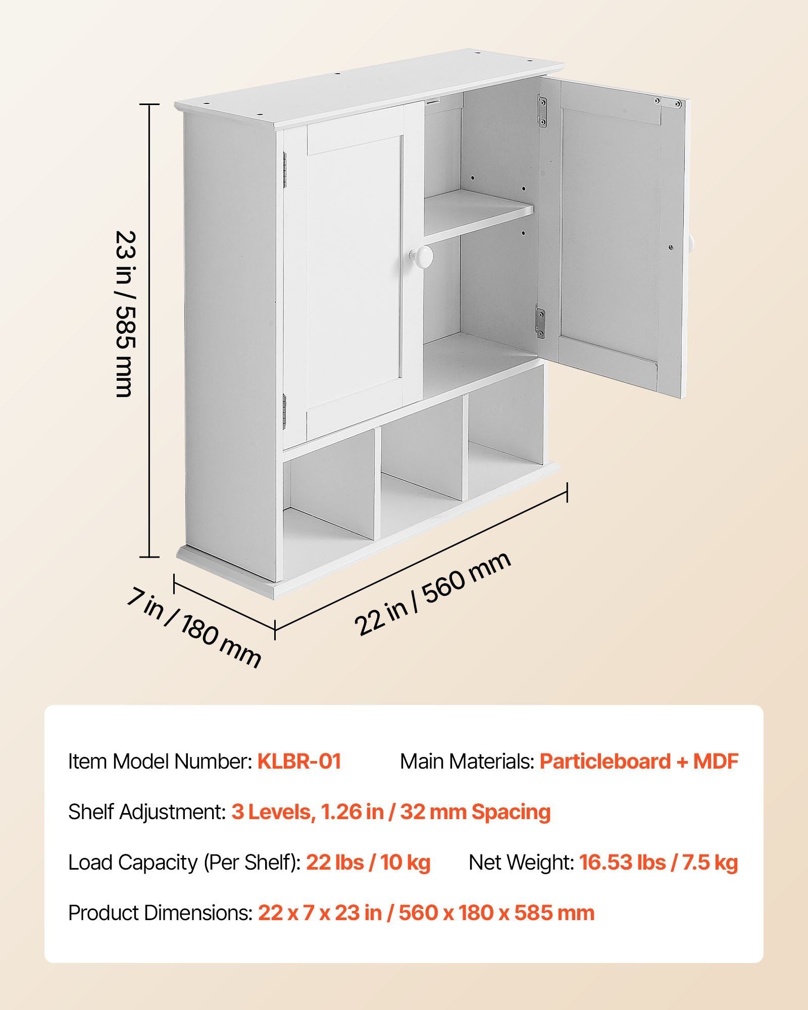 Bathroom Wall Cabinet, 2 Doors & Adjustable Shelf, Over the Toilet Storage Medicine Cabinet Wall Mounted, Hanging Organizer with Shelves & Open Partition for Laundry Room Kitchen Restroom, White