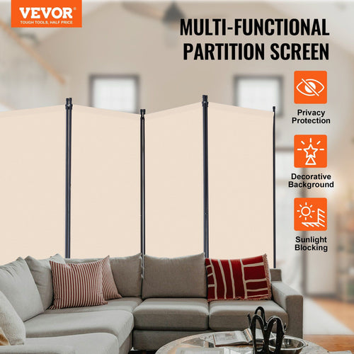 4-Panel Extra-Wide Fabric Room Divider – Beige