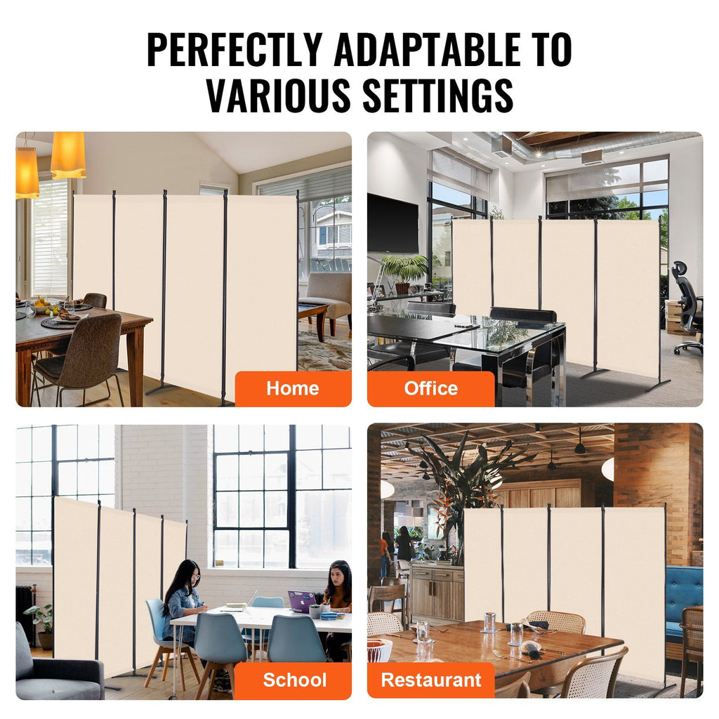 4-Panel Extra-Wide Fabric Room Divider – Beige