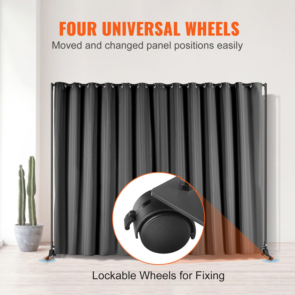Portable Rolling Room Divider – 8 ft × 10 ft, Black