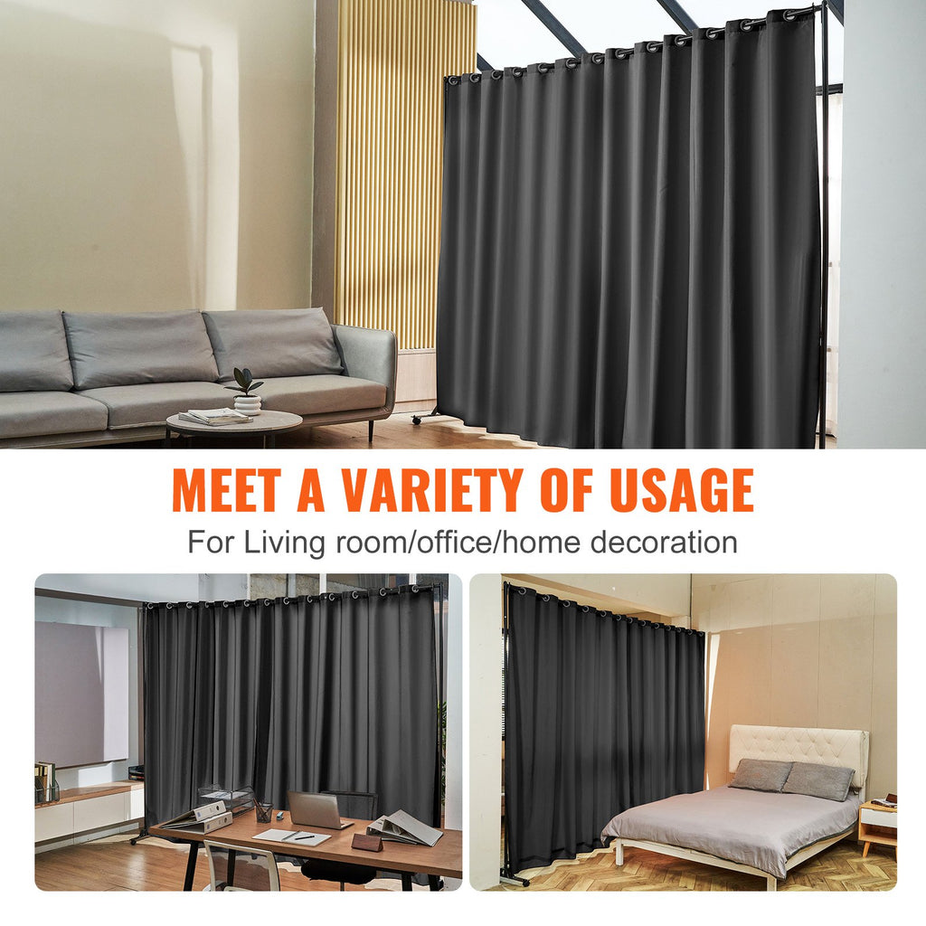 Portable Rolling Room Divider – 8 ft × 10 ft, Black
