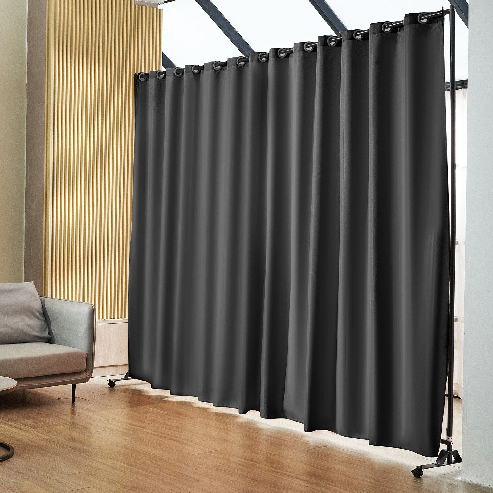 Portable Rolling Room Divider – 8 ft × 10 ft, Black