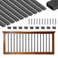 61 Pack Deck Balusters, 82 cm Galvanized Steel Railing Spindles, Hollow Rectangle Metal Decking Stair Balusters with Pre-Drilled Hole, End Caps, Screws, for Deck, Porch & Stair Railing, Black