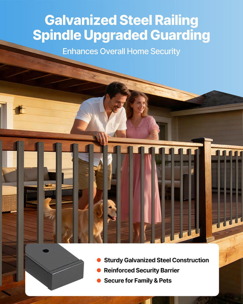 61 Pack Deck Balusters, 82 cm Galvanized Steel Railing Spindles, Hollow Rectan