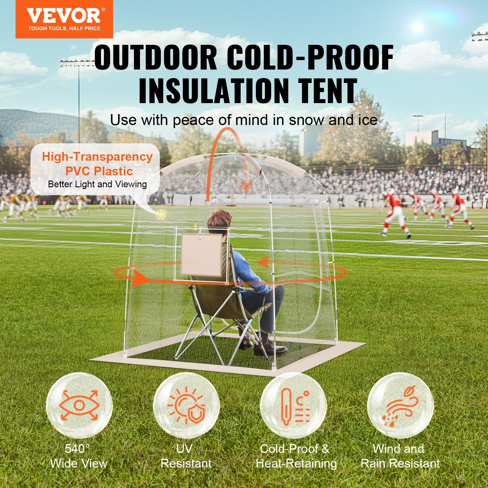 Sports Tent Instant Tent Shelter Weather Proof 1 Person Clear Bubble Tent