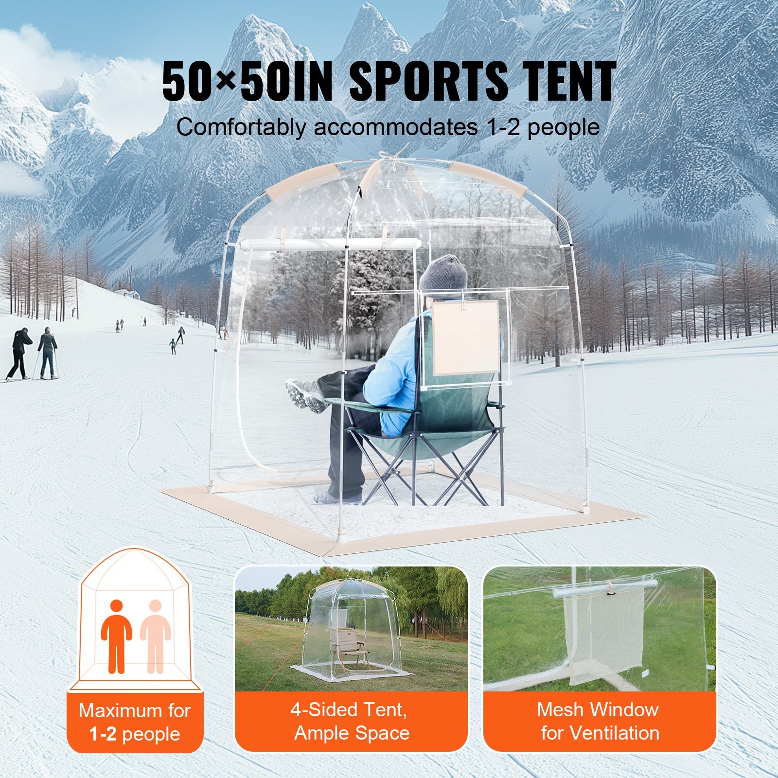 Sports Tent Instant Tent Shelter Weather Proof 1 Person Clear Bubble Tent