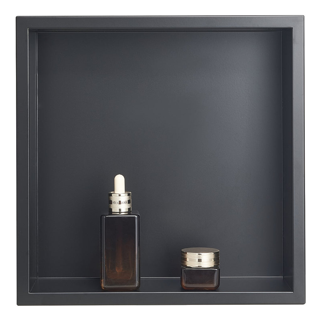 Shower Niche, 33.0 x 33.0 x 10.2 cm Recessed Wall Niche, Heavy-duty Stainless Steel Modern Soap & Shampoo Storage Organizer, Sealed Waterproof, Durable & Easy to Install, Black for Bathroom