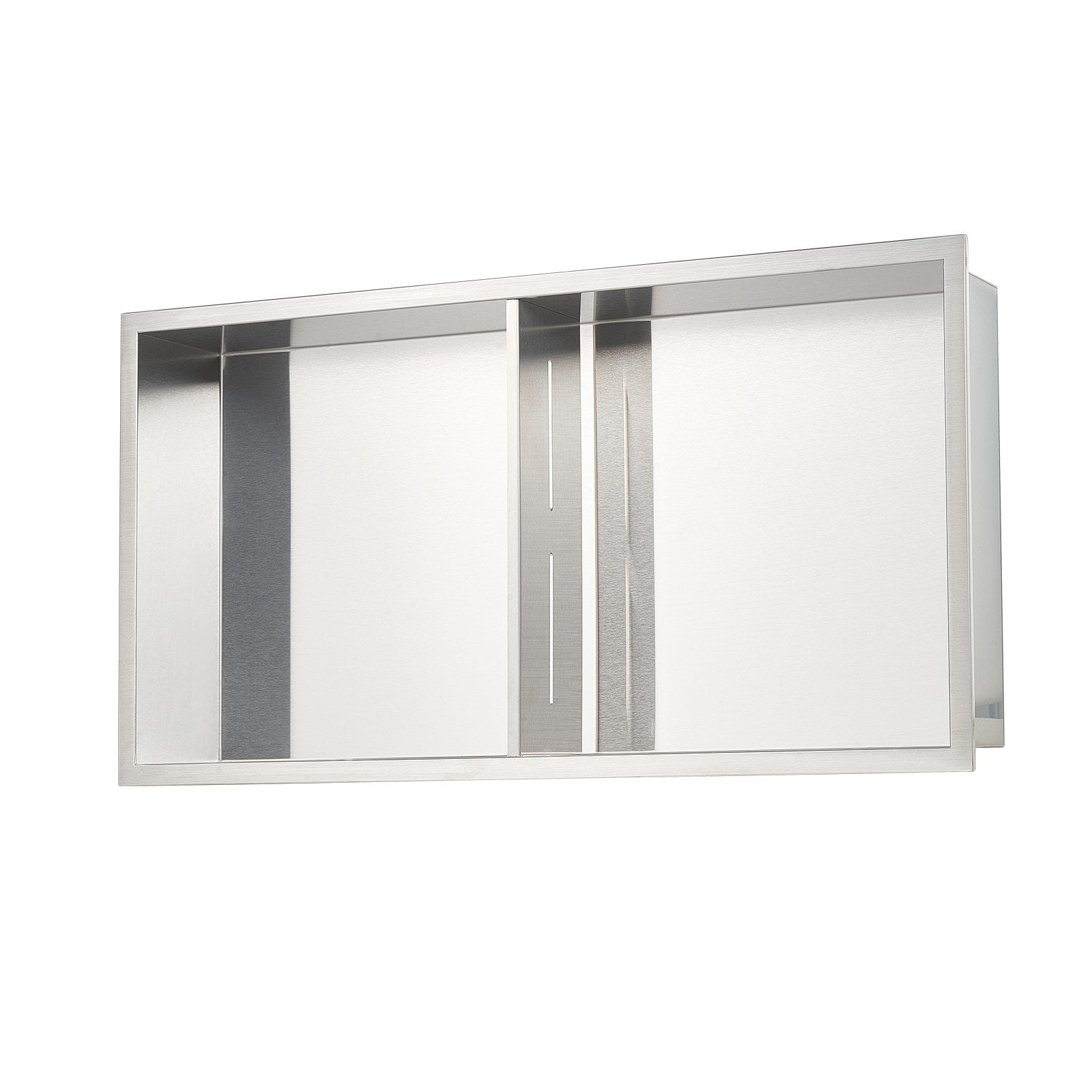 Shower Niche, 33.0 x 63.5 x 10.2 cm Recessed Wall Niche Double-layer, with Hollowed-out Divider, Heavy-duty Stainless Steel Modern Shampoo Storage Organizer, Waterproof, Silver for Bathroom
